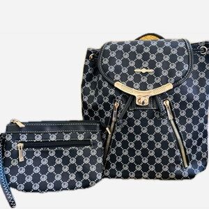 Stylish Black Backpack and Pouch Set